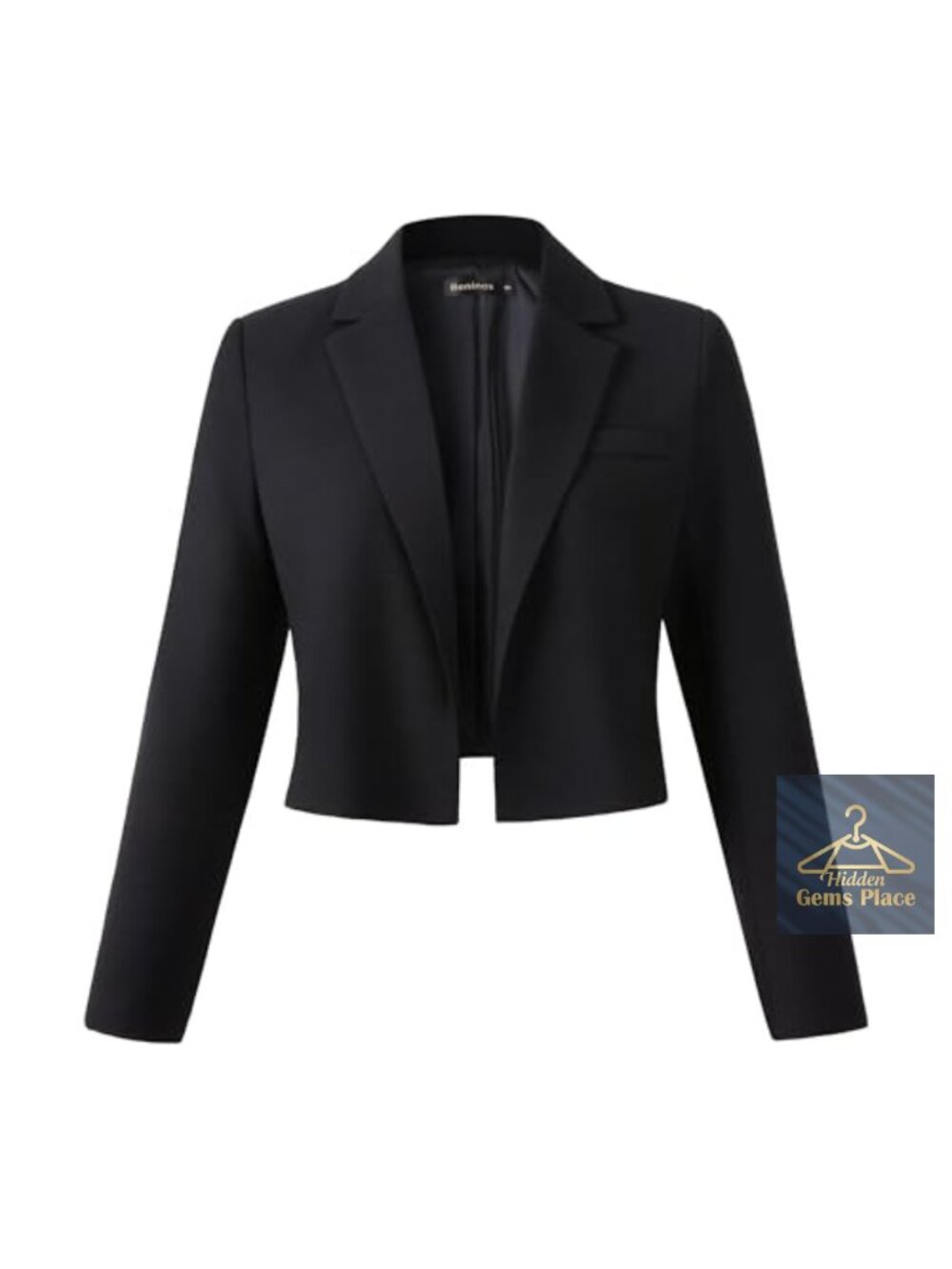 Womens Cropped Blazer Jacket Long Sleeve Notched Lapel Open Front